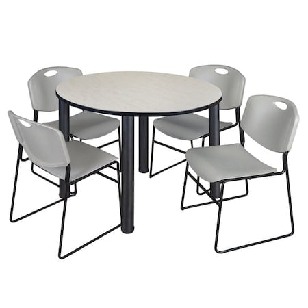 Kee Round Table & Chair Set, Wood, Metal, Polypropylene Top, Maple MPN:TB48RNDPLBPBK44GY