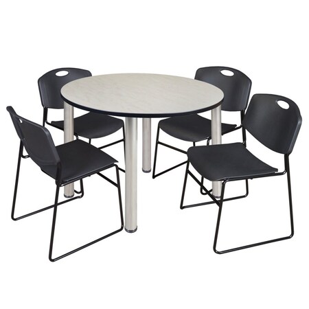 Kee Round Table & Chair Set, Wood, Metal, Polypropylene Top, Maple MPN:TB48RNDPLBPCM44BK