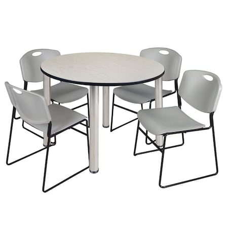 Kee Round Table & Chair Set, Wood, Metal, Polypropylene Top, Maple MPN:TB48RNDPLBPCM44GY