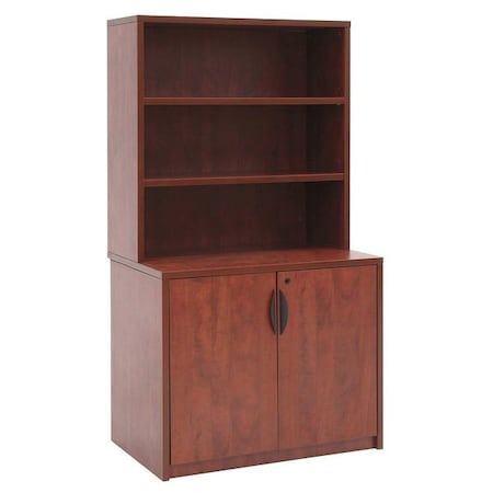 Storage Cabinet w/Hutch, 65 in H, Cherry MPN:LSCH3565CH