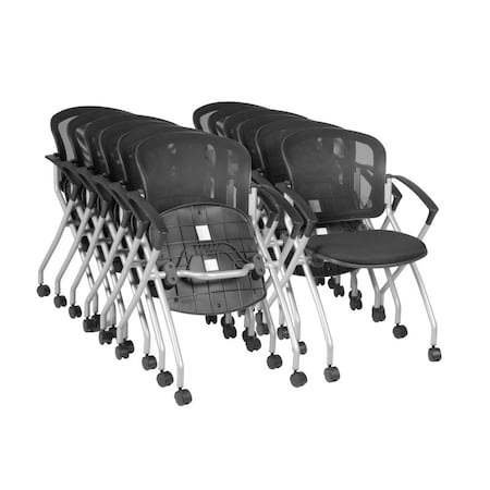 Cadence Flexible High Back with Padded Fabric Seat Nesting Chair (12 pack)- Black MPN:2309BK12PK