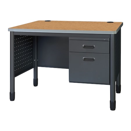 Mesa Steel Single Pedestal Teacher's Office Desk 48'' x 30'', Medium Oak MPN:66348SPMO