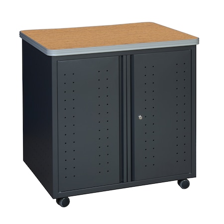 Mesa Steel Mobile Locking Utility/Fax/Copy Table 30'' X 23.25'', Medium Oak MPN:66746SCMO