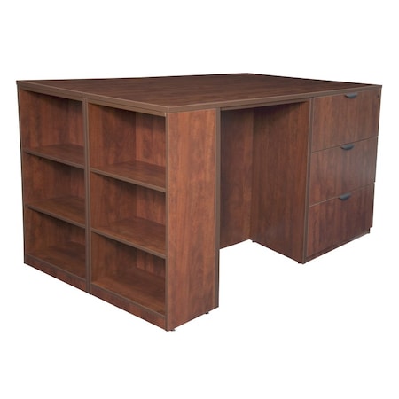 2 Lateral File/ 2 Desk Quad with Bookcase End StandUp LatFile Desk Quad, BookCase, 46