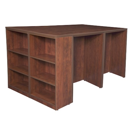 Desk Quad with Bookcase End Legacy Stand Up Desk, Quad, w/Bkcase End, 46