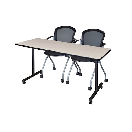 Regency Kobe 66 x 24 in. Mobile T-Base Training Table- Maple, 2 Cadence Nesting Chairs MPN:MKTRCC6624PL23BK