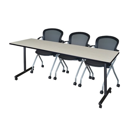 Regency Kobe 84 x 24 in. Mobile T-Base Training Table- Maple, 2 Cadence Nesting Chairs MPN:MKTRCC8424PL23BK