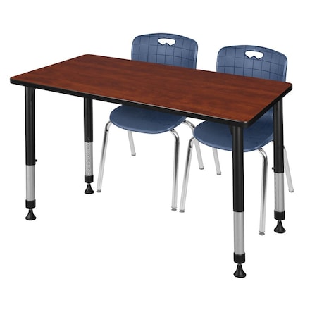 Kee 48 x 24 in. Adjustable Classroom Table- Cherry & 2 Andy 18 in. Stack Chairs- Blue MPN:MT4824CHAPBK40NV