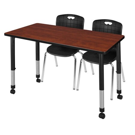 Kee 48 x 24 in. Mobile Adjustable Classroom Table- Cherry & 2 Andy 18 in. Stack Chairs- Black MPN:MT4824CHAPCBK40BK