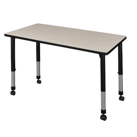 Rectangular Mobile Tables, 48 W, 24 L, 23-34 H, Wood, Metal, Maple MPN:MT4824PLAPCBK