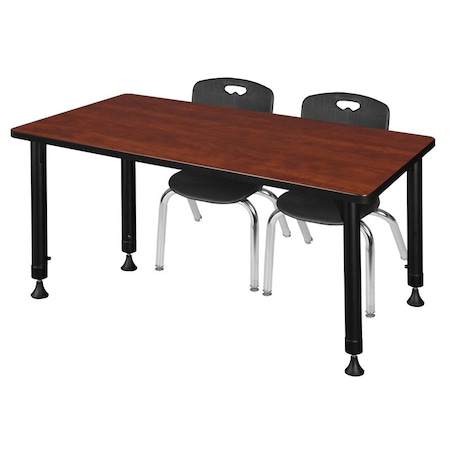 Tables > Height Adjustable > Rectangular Table & Chair Sets, 48 W, 30 L, 23-34 H, Cherry MPN:MT4830CHAPBK45BK