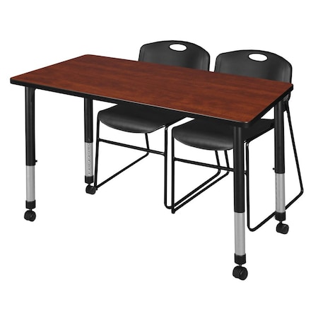 Tables > Height Adjustable > Rectangular Mobile Table & Chair Sets, 48 W, 30 L, 23-34 H, Cherry MPN:MT4830CHAPCBK44BK