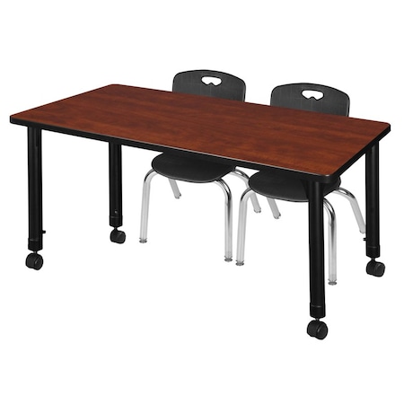 Tables > Height Adjustable > Rectangular Mobile Table & Chair Sets, 48 W, 30 L, 23-34 H, Cherry MPN:MT4830CHAPCBK45BK