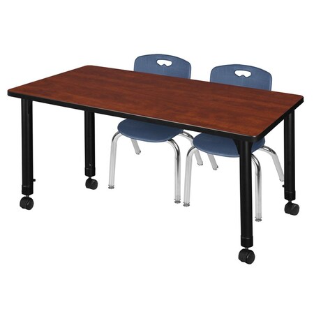 Tables > Height Adjustable > Rectangular Mobile Table & Chair Sets, 48 W, 30 L, 23-34 H, Cherry MPN:MT4830CHAPCBK45NV