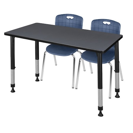Tables > Height Adjustable > Rectangular Table & Chair Sets, 48 W, 30 L, 23-34 H, Grey MPN:MT4830GYAPBK40NV
