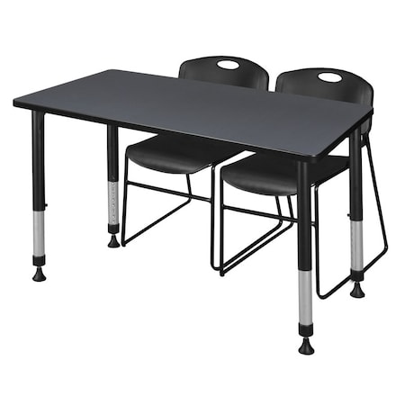 Tables > Height Adjustable > Rectangular Table & Chair Sets, 48 W, 30 L, 23-34 H, Grey MPN:MT4830GYAPBK44BK