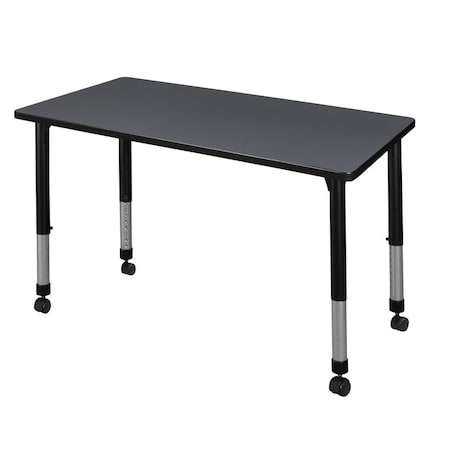 Rectangular Mobile Tables, 48 W, 30 L, 23-34 H, Wood, Metal, Grey MPN:MT4830GYAPCBK