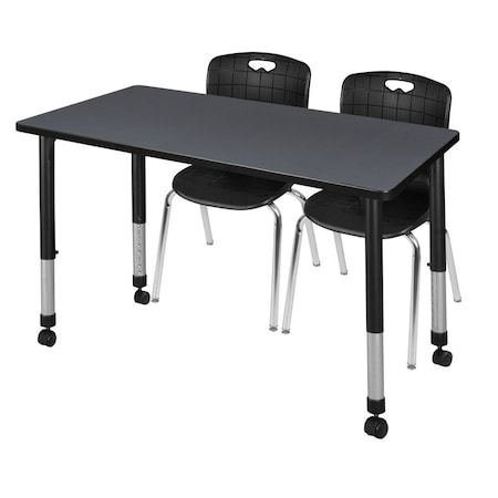 Tables > Height Adjustable > Rectangular Mobile Table & Chair Sets, 48 W, 30 L, 23-34 H, Grey MPN:MT4830GYAPCBK40BK