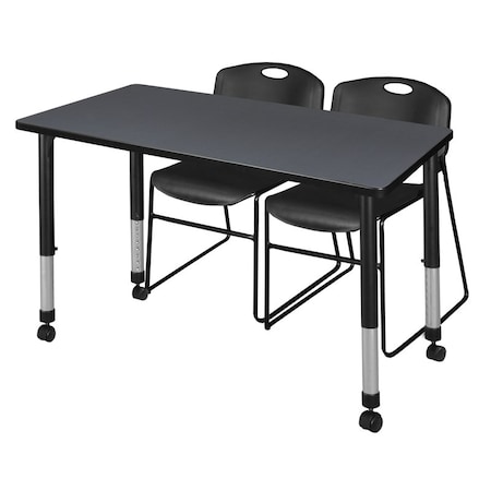Tables > Height Adjustable > Rectangular Mobile Table & Chair Sets, 48 W, 30 L, 23-34 H, Grey MPN:MT4830GYAPCBK44BK