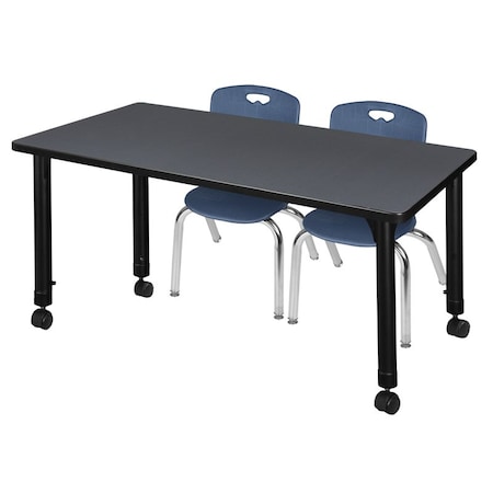 Tables > Height Adjustable > Rectangular Mobile Table & Chair Sets, 48 W, 30 L, 23-34 H, Grey MPN:MT4830GYAPCBK45NV
