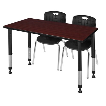 Tables > Height Adjustable > Rectangular Table & Chair Sets, 48 W, 30 L, 23-34 H, Mahogany MPN:MT4830MHAPBK40BK