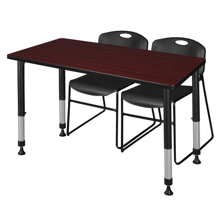 Tables > Height Adjustable > Rectangular Table & Chair Sets, 48 W, 30 L, 23-34 H, Mahogany MPN:MT4830MHAPBK44BK