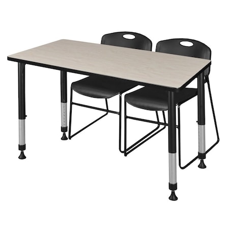 Tables > Height Adjustable > Rectangular Table & Chair Sets, 48 W, 30 L, 23-34 H, Maple MPN:MT4830PLAPBK44BK