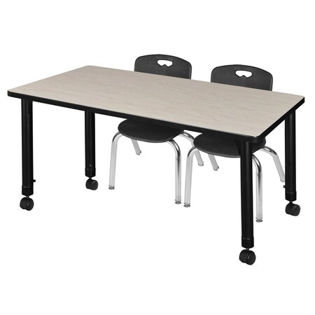 Tables > Height Adjustable > Rectangular Mobile Table & Chair Sets, 48 W, 30 L, 23-34 H, Maple MPN:MT4830PLAPCBK45BK