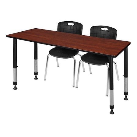 Tables > Height Adjustable > Rectangular Table & Chair Sets, 60 W, 24 L, 23-34 H, Cherry MPN:MT6024CHAPBK40BK