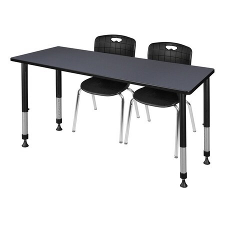 Tables > Height Adjustable > Rectangular Table & Chair Sets, 60 W, 24 L, 23-34 H, Grey MPN:MT6024GYAPBK40BK