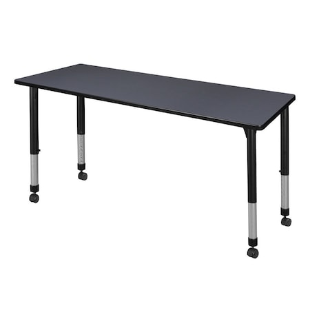 Rectangular Mobile Tables, 60 W, 24 L, 23-34 H, Wood, Metal, Grey MPN:MT6024GYAPCBK