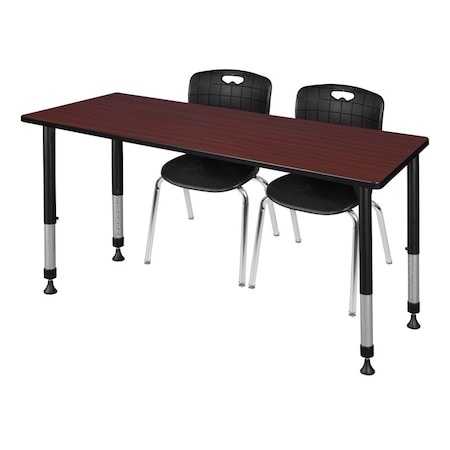 Tables > Height Adjustable > Rectangular Table & Chair Sets, 60 W, 24 L, 23-34 H, Mahogany MPN:MT6024MHAPBK40BK
