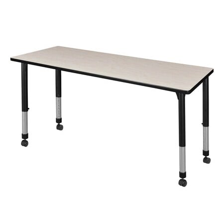 Rectangular Mobile Tables, 60 W, 24 L, 23-34 H, Wood, Metal, Maple MPN:MT6024PLAPCBK