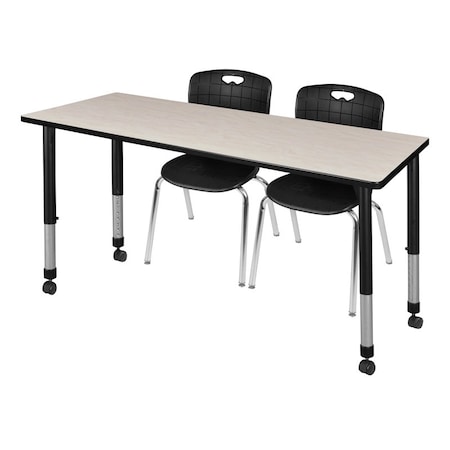 Tables > Height Adjustable > Rectangular Mobile Table & Chair Sets, 60 W, 24 L, 23-34 H, Maple MPN:MT6024PLAPCBK40BK