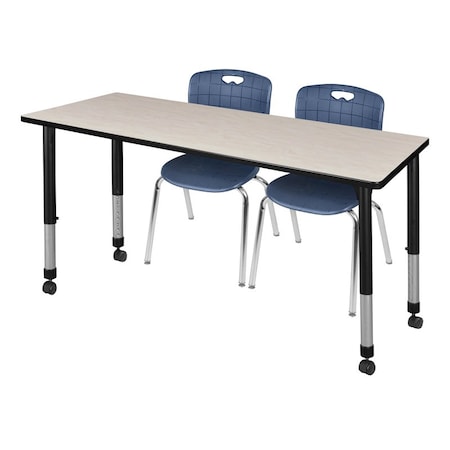 Tables > Height Adjustable > Rectangular Mobile Table & Chair Sets, 60 W, 24 L, 23-34 H, Maple MPN:MT6024PLAPCBK40NV