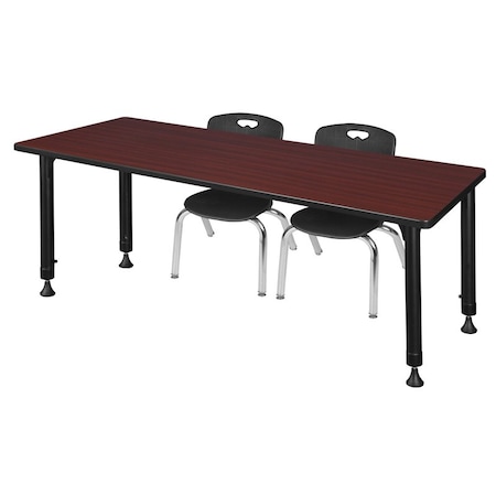 Tables > Height Adjustable > Rectangular Table & Chair Sets, 60 W, 30 L, 23-34 H, Mahogany MPN:MT6030MHAPBK45BK
