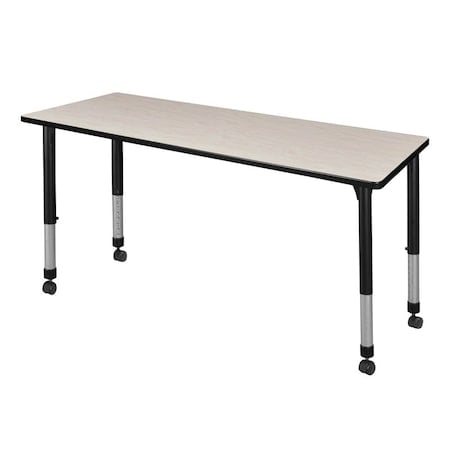 Rectangular Mobile Tables, 60 W, 30 L, 23-34 H, Wood, Metal, Maple MPN:MT6030PLAPCBK