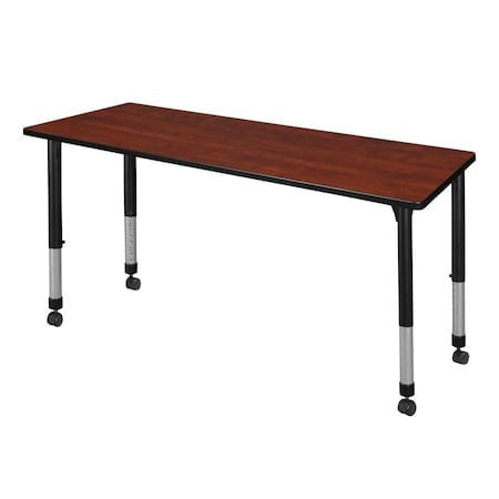 Rectangular Mobile Tables, 66 W, 24 L, 23-34 H, Wood, Metal, Cherry MPN:MT6624CHAPCBK