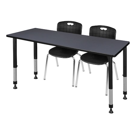 Tables > Height Adjustable > Rectangular Table & Chair Sets, 66 W, 24 L, 23-34 H, Grey MPN:MT6624GYAPBK40BK