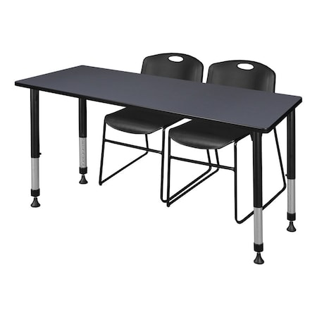 Tables > Height Adjustable > Rectangular Table & Chair Sets, 66 W, 24 L, 23-34 H, Grey MPN:MT6624GYAPBK44BK