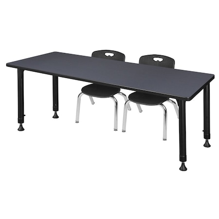 Tables > Height Adjustable > Rectangular Table & Chair Sets, 66 W, 24 L, 23-34 H, Grey MPN:MT6624GYAPBK45BK