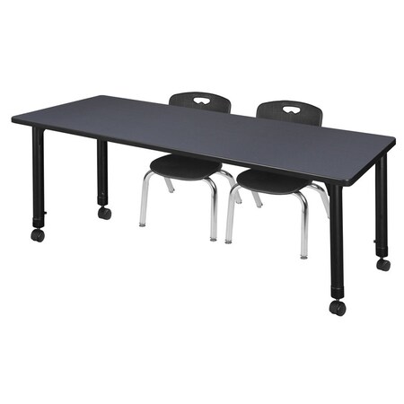 Tables > Height Adjustable > Rectangular Mobile Table & Chair Sets, 66 W, 24 L, 23-34 H, Grey MPN:MT6624GYAPCBK45BK