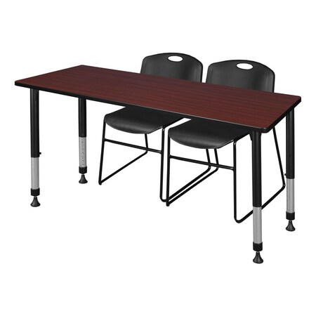 Tables > Height Adjustable > Rectangular Table & Chair Sets, 66 W, 24 L, 23-34 H, Mahogany MPN:MT6624MHAPBK44BK