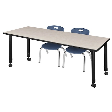 Tables > Height Adjustable > Rectangular Mobile Table & Chair Sets, 66 W, 24 L, 23-34 H, Maple MPN:MT6624PLAPCBK45NV