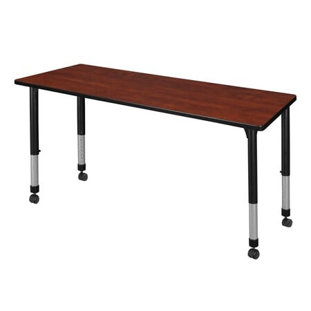 Rectangular Mobile Tables, 66 W, 30 L, 23-34 H, Wood, Metal, Cherry MPN:MT6630CHAPCBK
