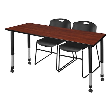 Tables > Height Adjustable > Rectangular Mobile Table & Chair Sets, 66 W, 30 L, 23-34 H, Cherry MPN:MT6630CHAPCBK44BK