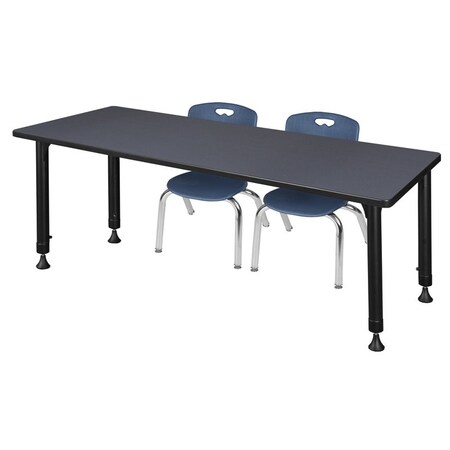 Tables > Height Adjustable > Rectangular Table & Chair Sets, 66 W, 30 L, 23-34 H, Grey MPN:MT6630GYAPBK45NV
