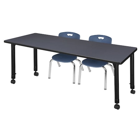 Tables > Height Adjustable > Rectangular Mobile Table & Chair Sets, 66 W, 30 L, 23-34 H, Grey MPN:MT6630GYAPCBK45NV