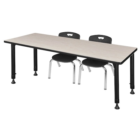Tables > Height Adjustable > Rectangular Table & Chair Sets, 66 W, 30 L, 23-34 H, Maple MPN:MT6630PLAPBK45BK