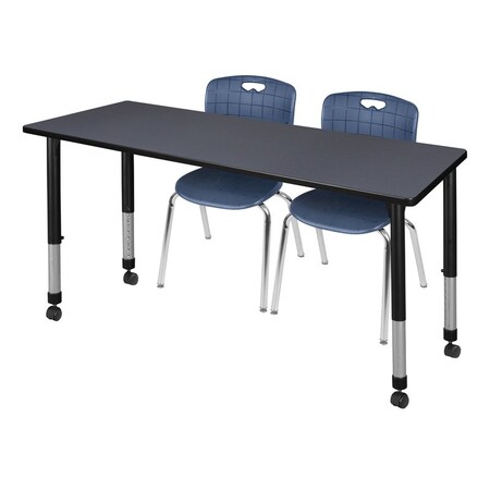Tables > Height Adjustable > Rectangular Mobile Table & Chair Sets, 72 W, 24 L, 23-34 H, Grey MPN:MT7224GYAPCBK40NV